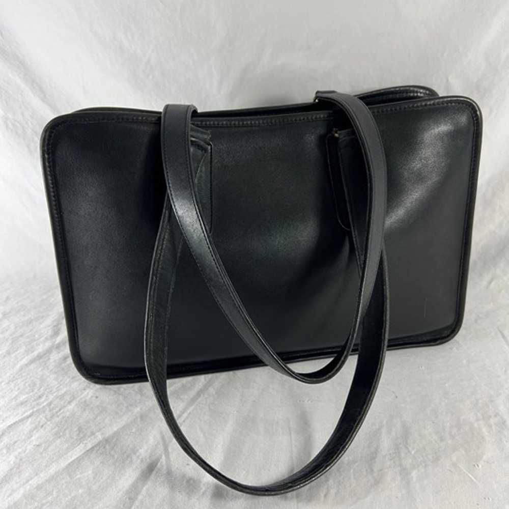 80's COACH Marketing Tote Bag Black Leather Made … - image 8