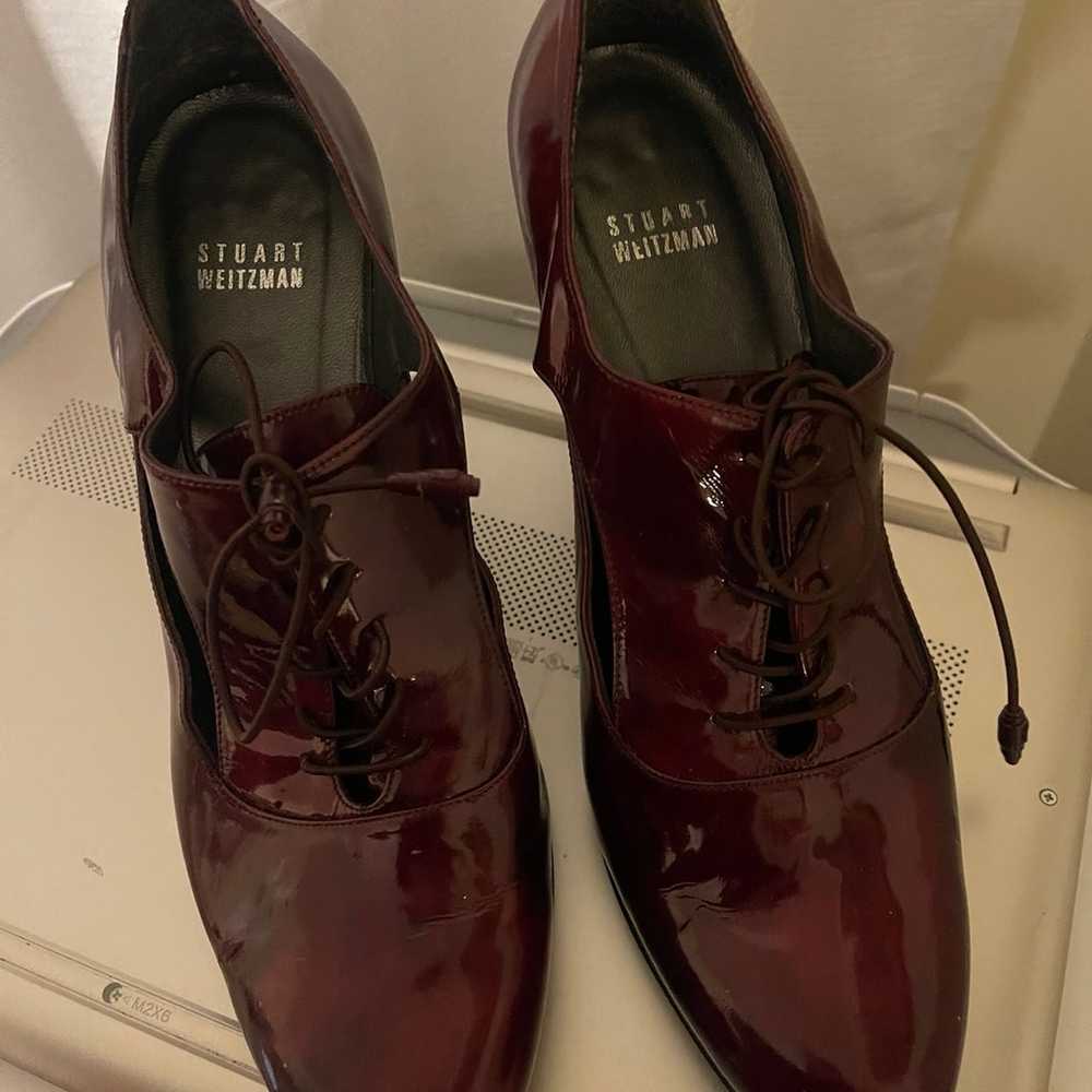 Stuart Weitzman burgundy patent leather cut out o… - image 2