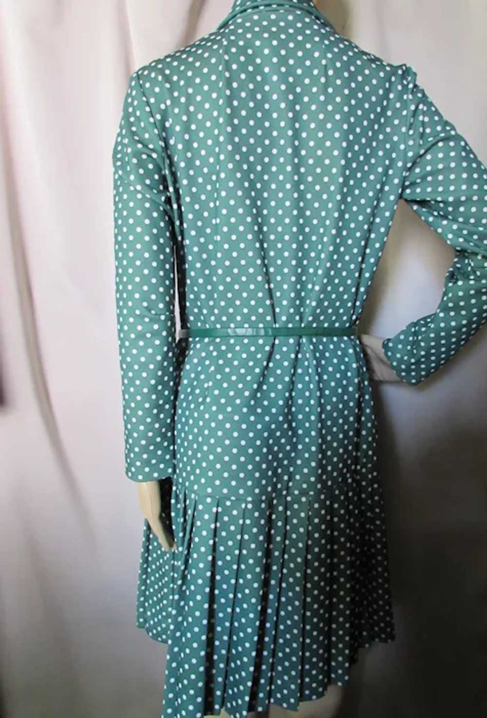 SALE  1960/1970 Era Drop Waist Pine Green White P… - image 4