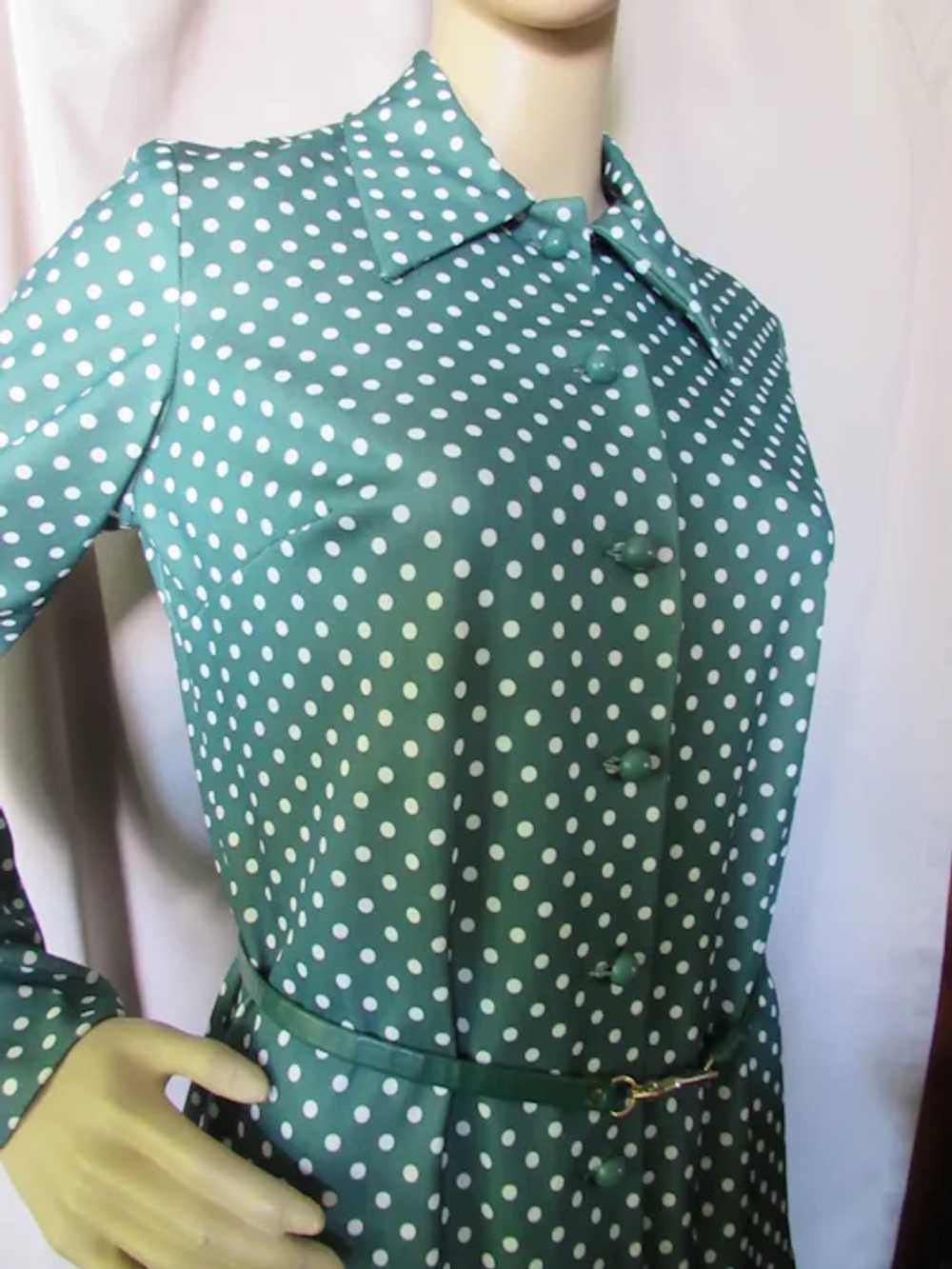 SALE  1960/1970 Era Drop Waist Pine Green White P… - image 8