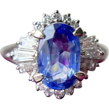 Ceylon Sapphire and Diamond Ring GIA - image 1
