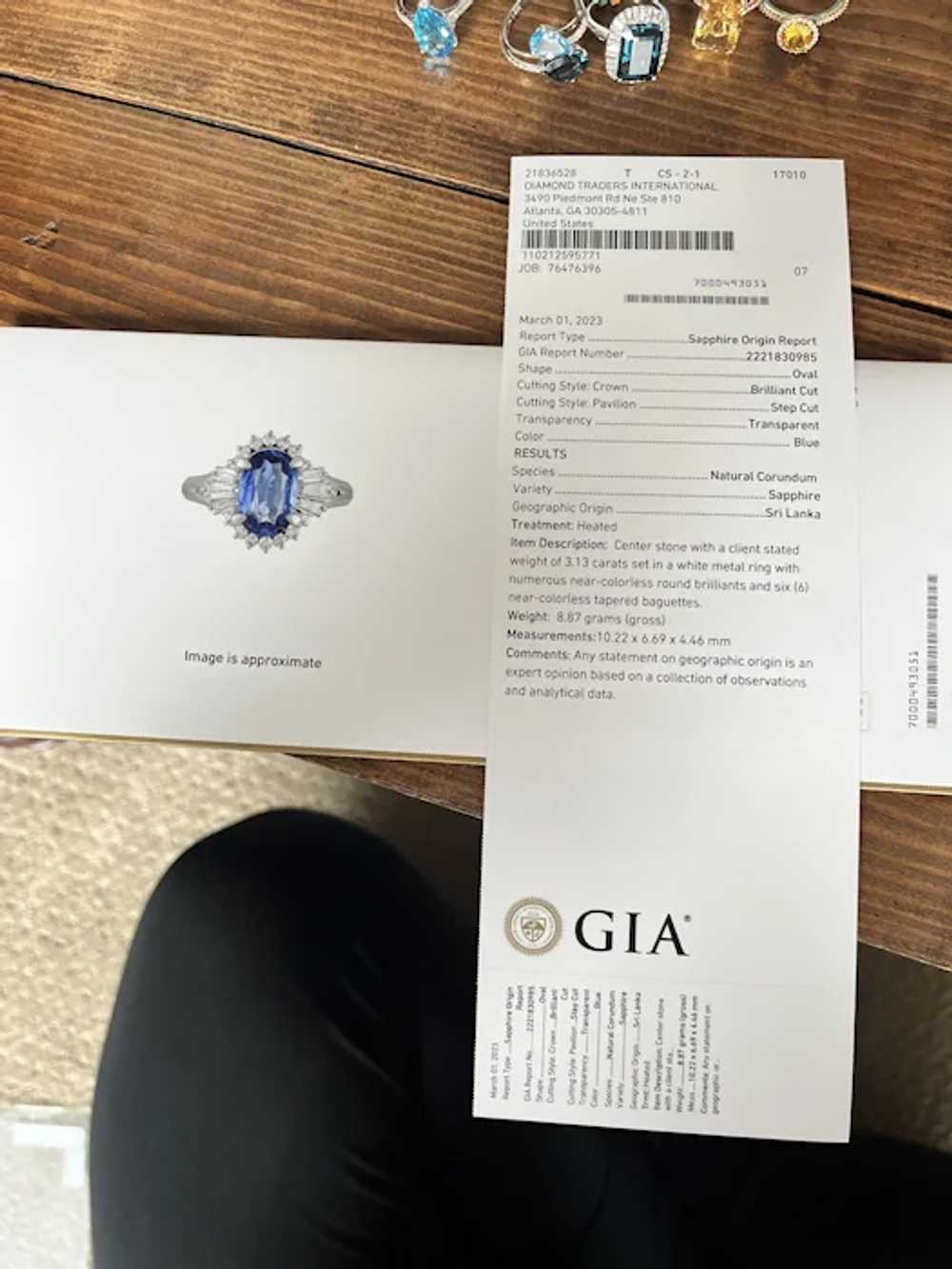 Ceylon Sapphire and Diamond Ring GIA - image 7
