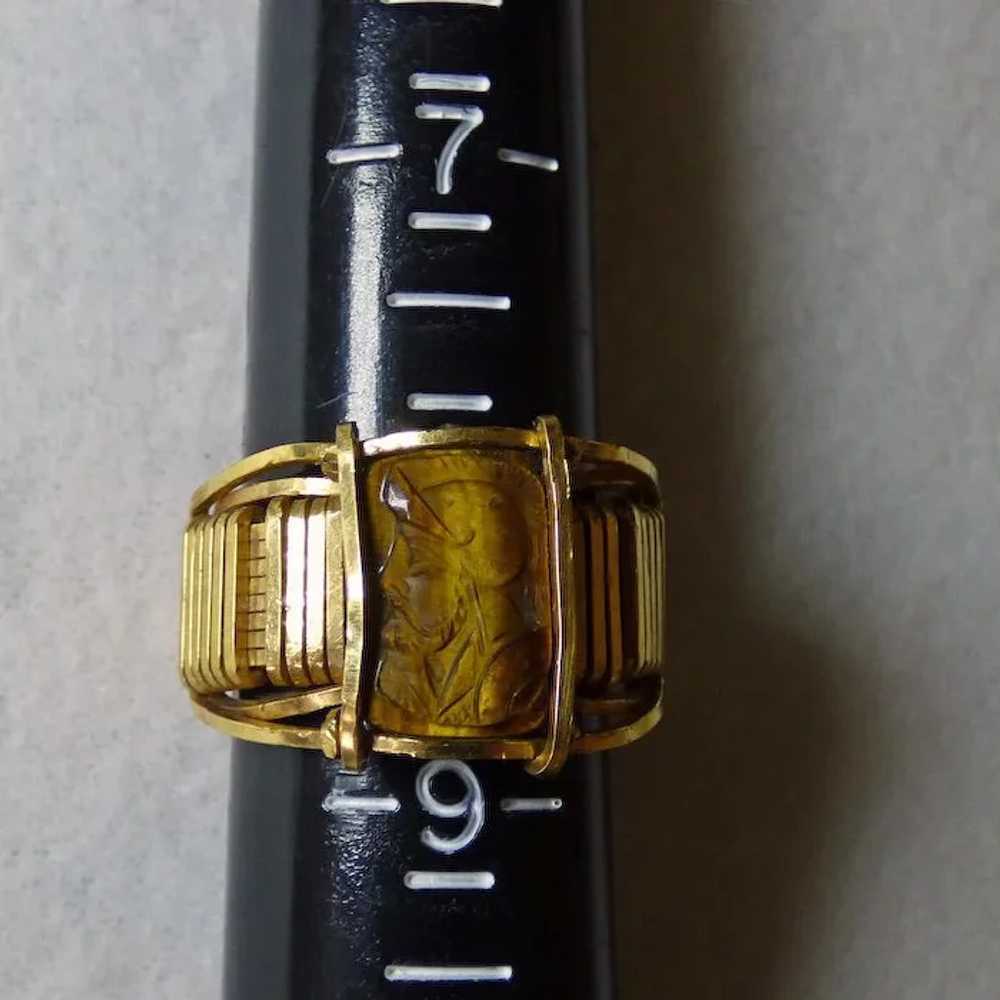 Gent's Vintage Carved Tiger Eye Ring - 14k - image 8