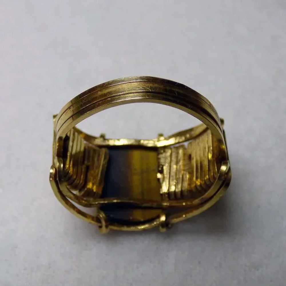 Gent's Vintage Carved Tiger Eye Ring - 14k - image 9