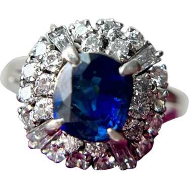 Ethiopian Sapphire and Diamond Ring GIA - image 1
