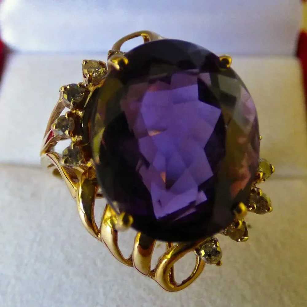 14K Amethyst Ring With Diamonds - image 2