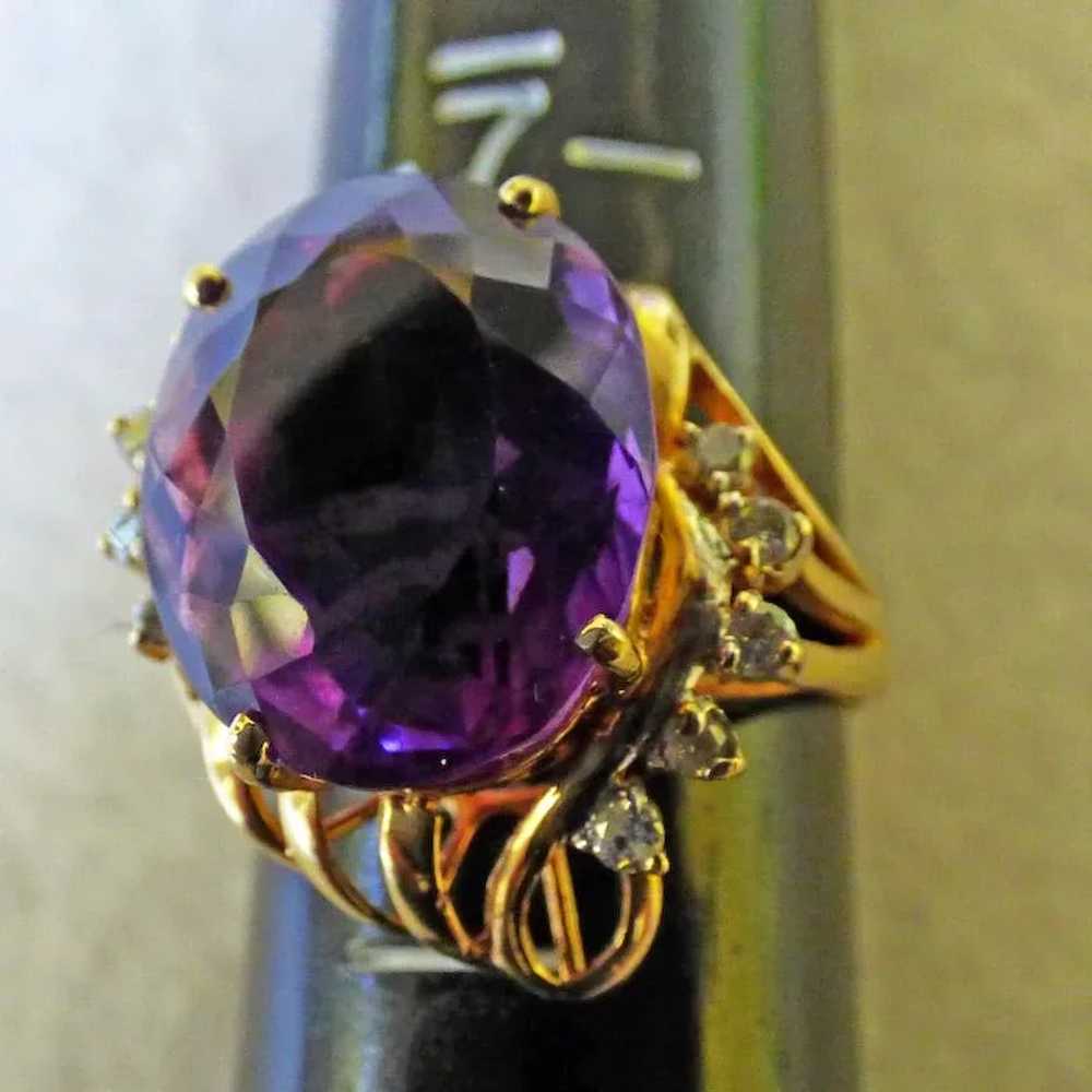 14K Amethyst Ring With Diamonds - image 3