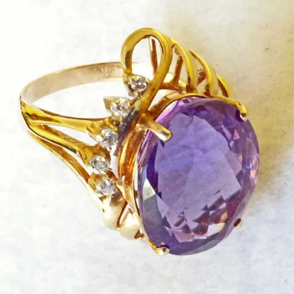 14K Amethyst Ring With Diamonds - image 4