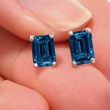 Blue Topaz Stud Earrings - image 1