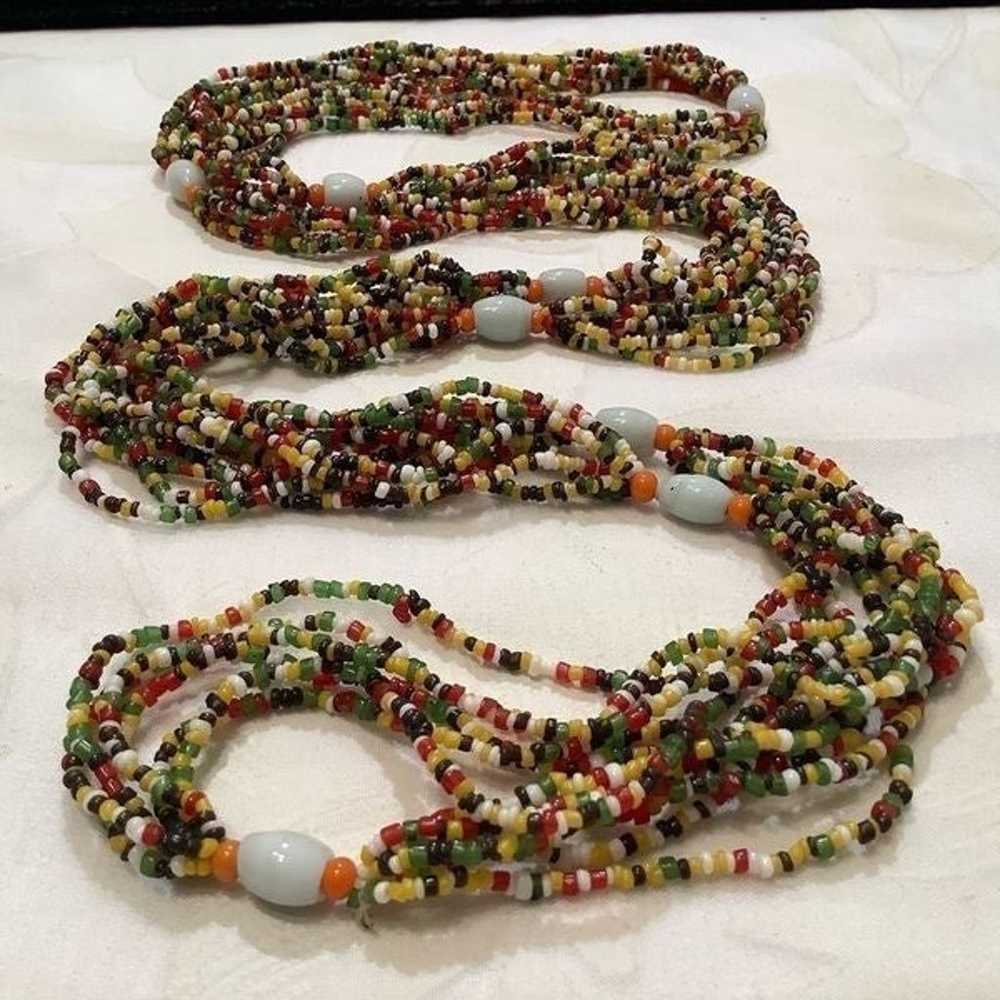 Vintage Multicolored Seed And Glass Bead Necklace - image 2
