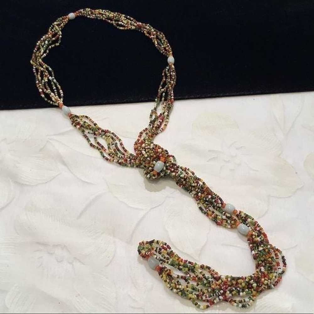Vintage Multicolored Seed And Glass Bead Necklace - image 4