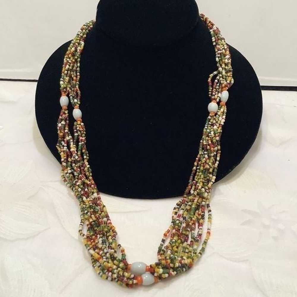 Vintage Multicolored Seed And Glass Bead Necklace - image 6