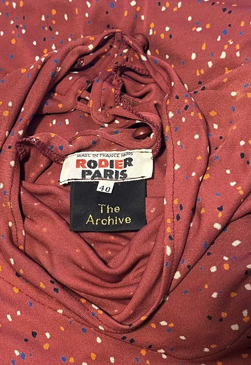 70's Rodier Of Paris Brown/Pink Spotty Ladies Mid… - image 3