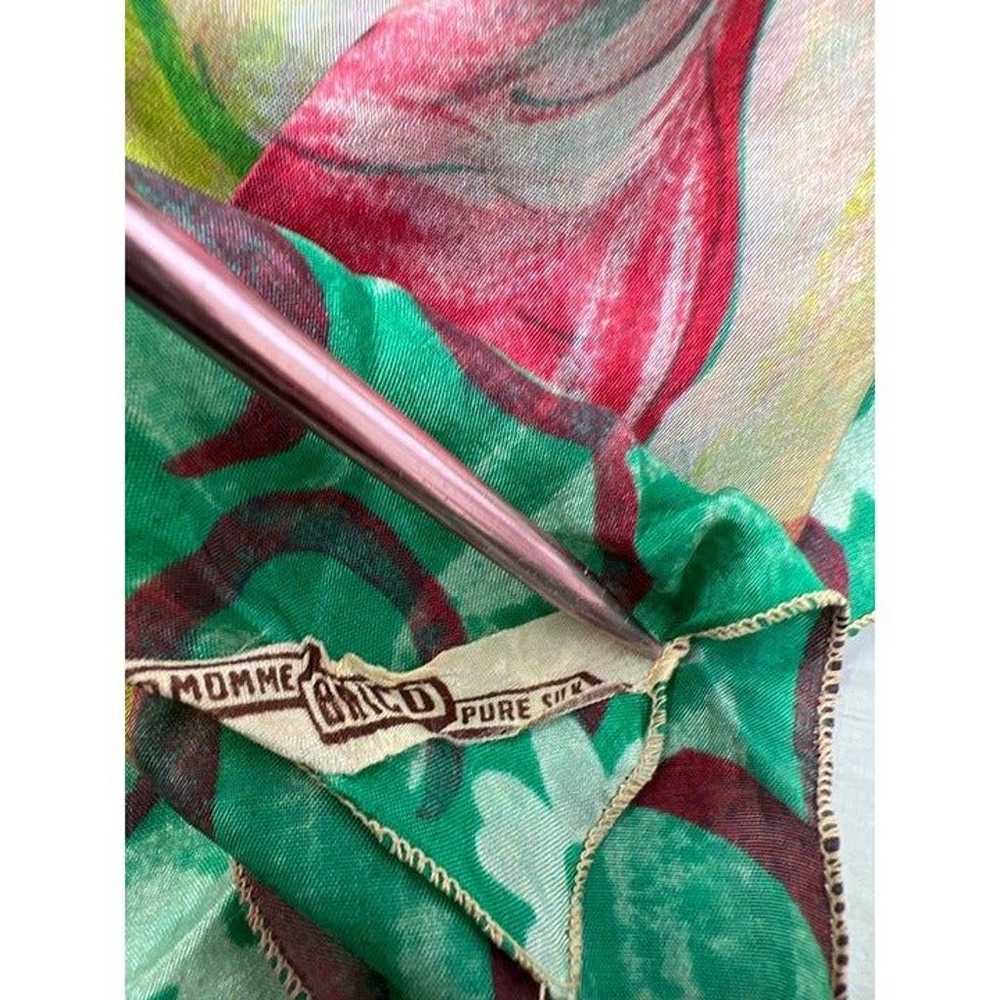 Vintage Floral Poppy Square Silk Scarf Lightweigh… - image 4