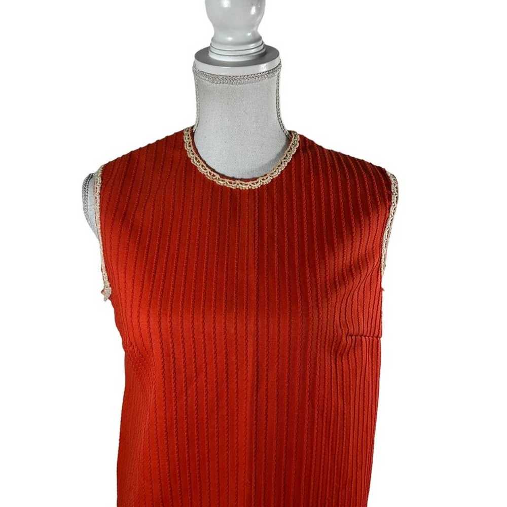 Vintage  1960s 1970s Orange Sheath dress - image 4