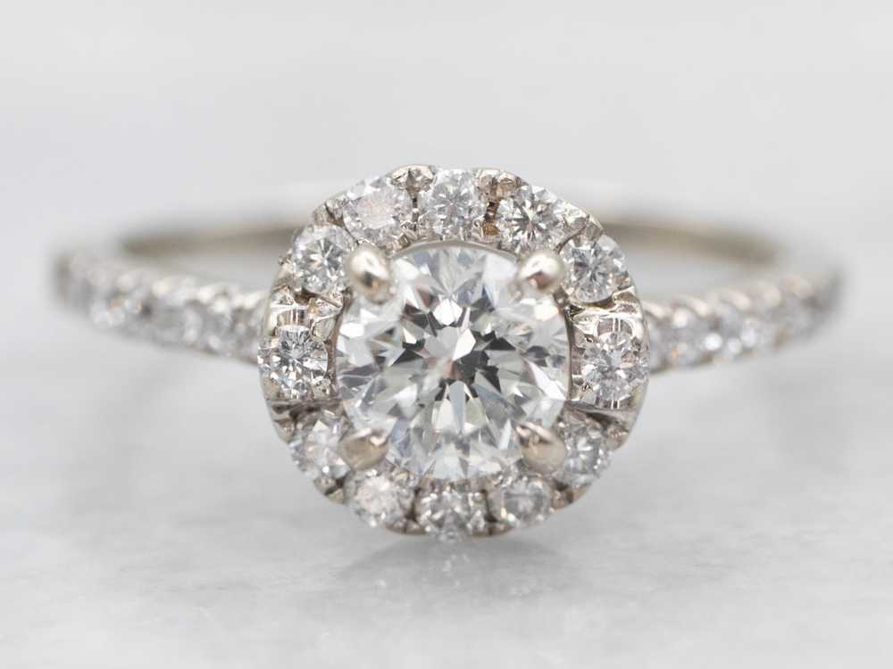 White Gold Diamond Engagement Ring with Diamond H… - image 1