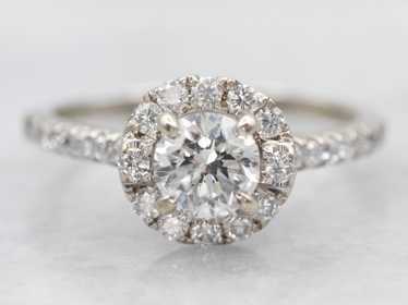 White Gold Diamond Engagement Ring with Diamond H… - image 1