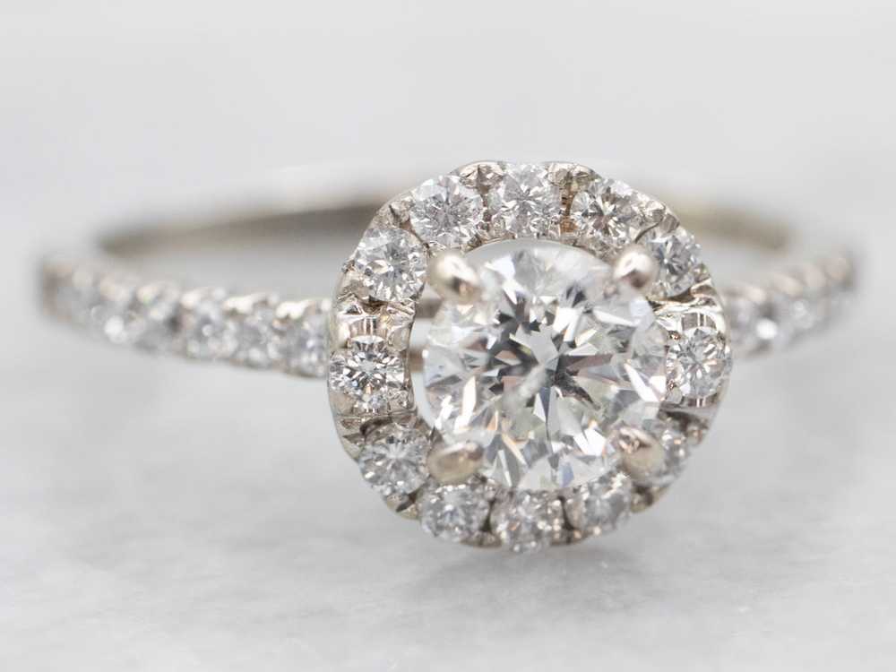 White Gold Diamond Engagement Ring with Diamond H… - image 2