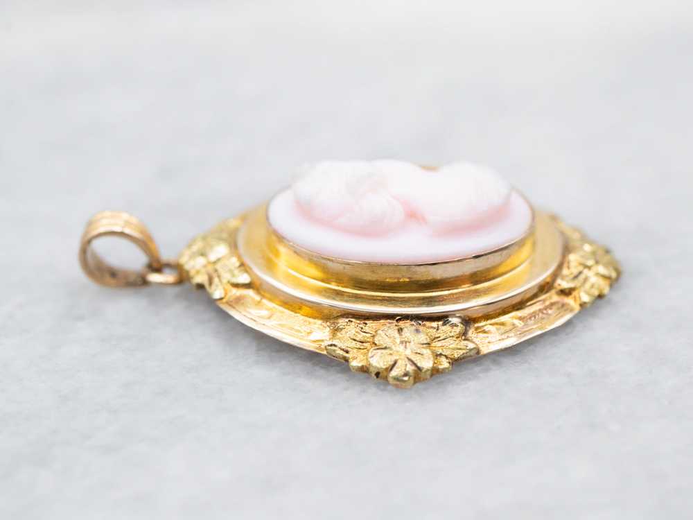 Mid Century Pink Cameo Floral Pedant - image 2
