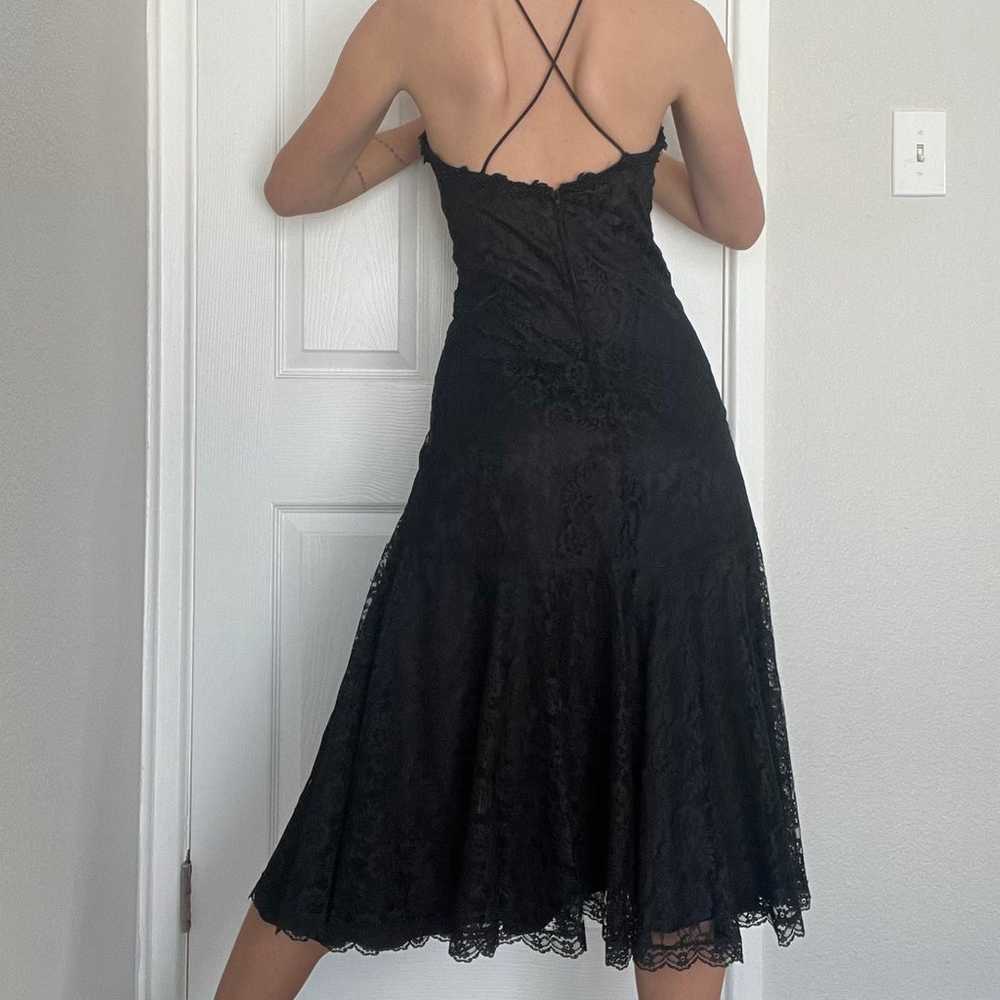 Vintage Gunne Sax 80s black lace midi dress - image 4