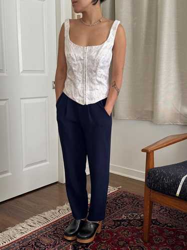 Vintage French White Cotton Long Tailored Camisole, Cache Corset