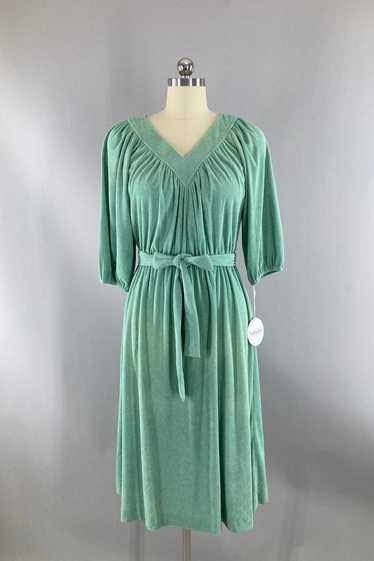 Vintage 1980s Green Terry Dress
