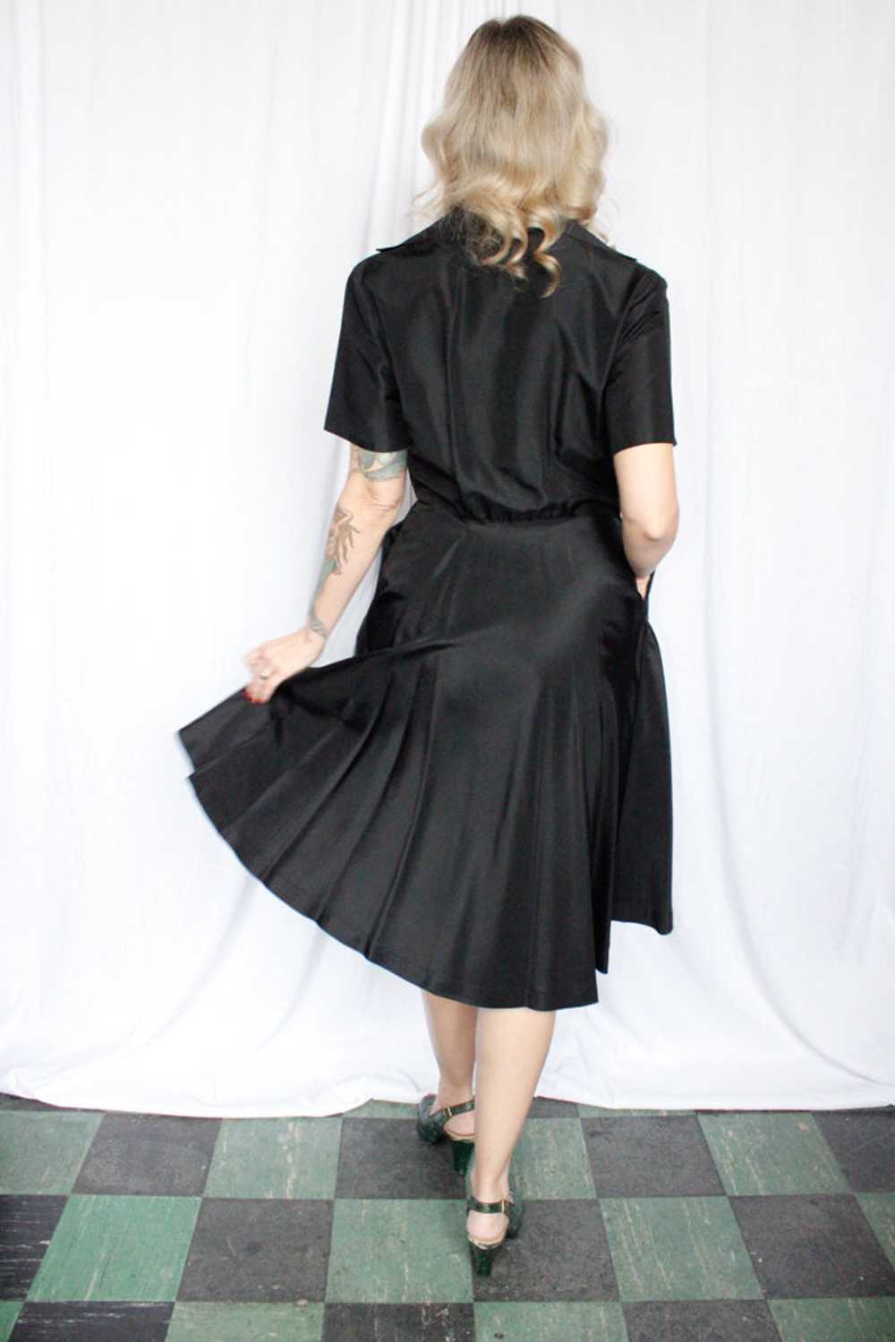 1950s Black Taffeta Swing Dress - Medium - image 10