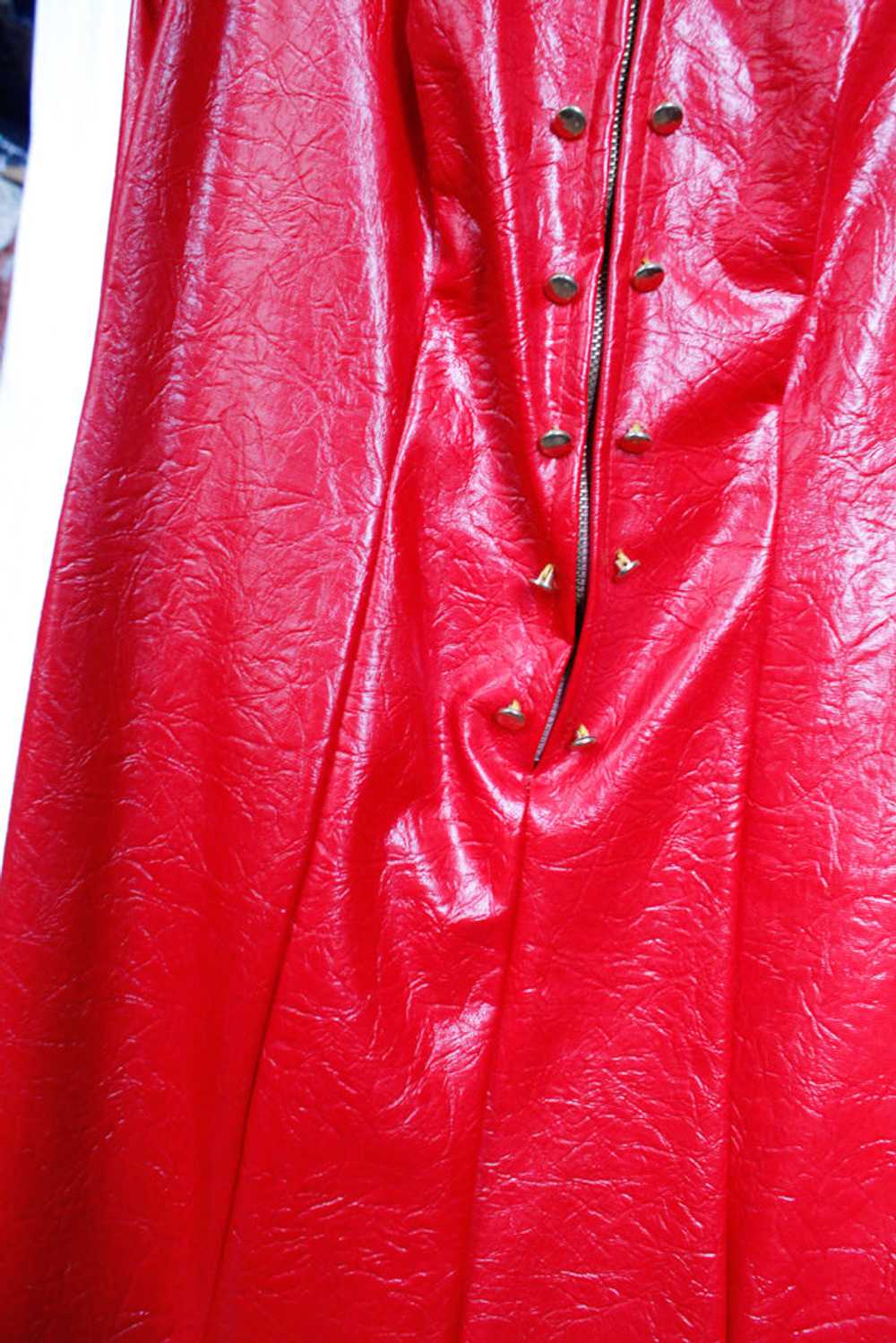 1960s Bold Red Vinyl Dress - Medium - image 10