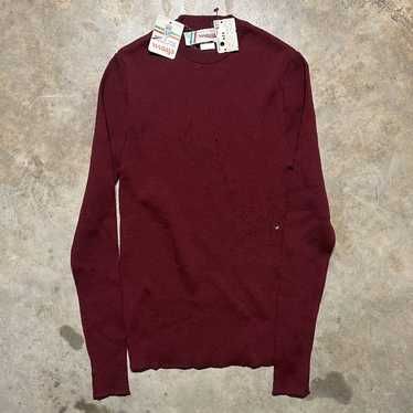 Vintage 70s Mays Burgundy Wool Stretchy Sweater - image 1