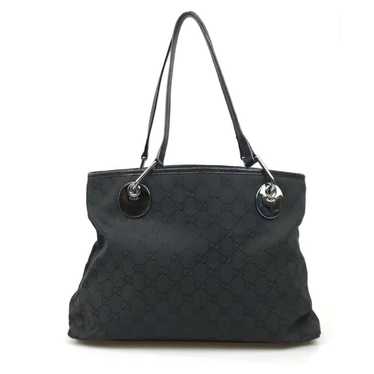 Auth Vintage Gucci Black GG canvas tote