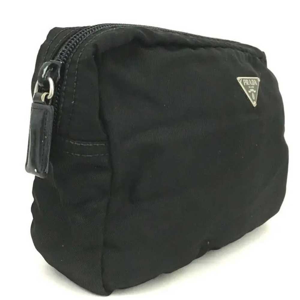 PRADA Logo Plate Black Nylon Cosmetic Pouch Bag /… - image 4