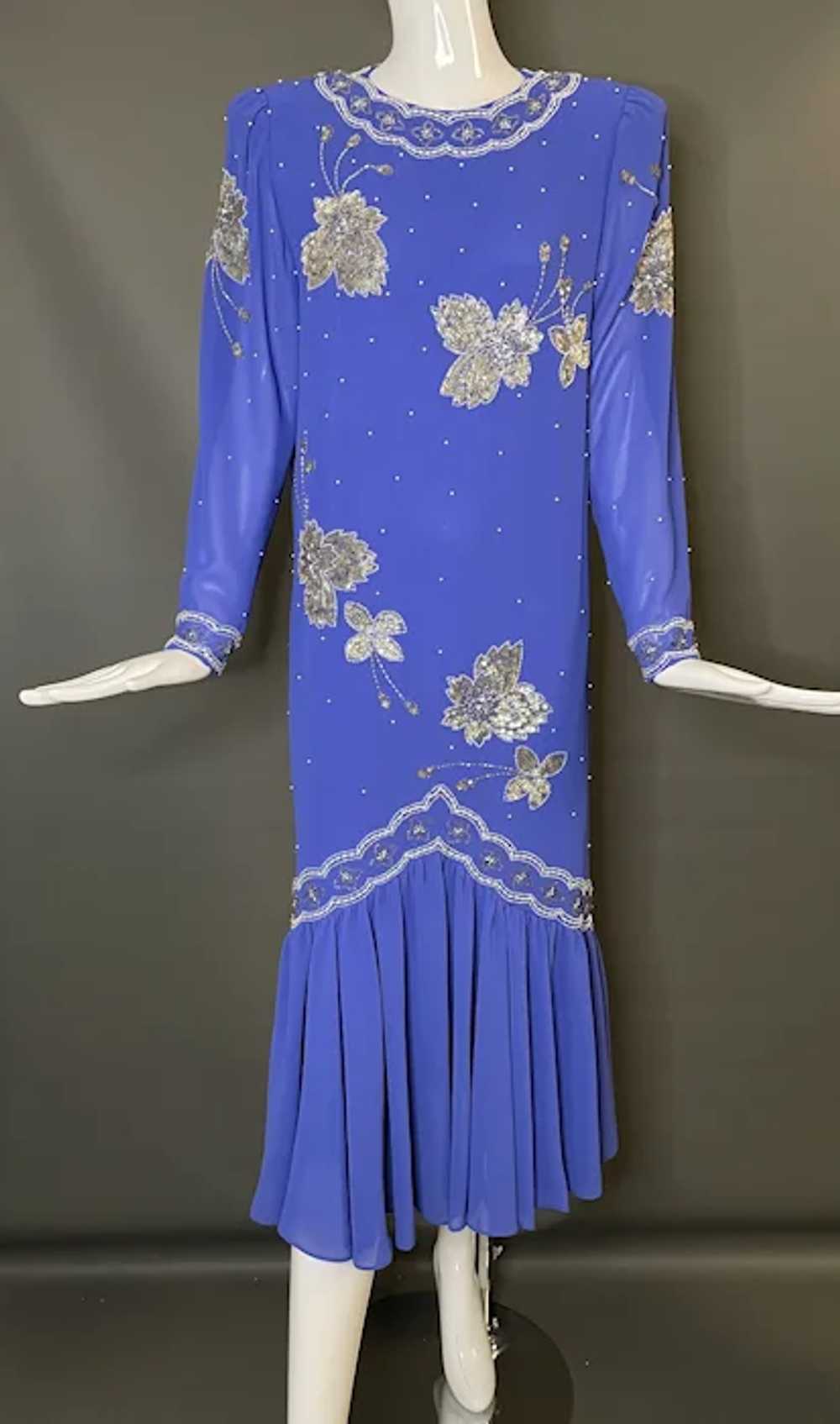 Vintage 80s Alyce Designs Silk Chiffon Dress 6 S … - image 2