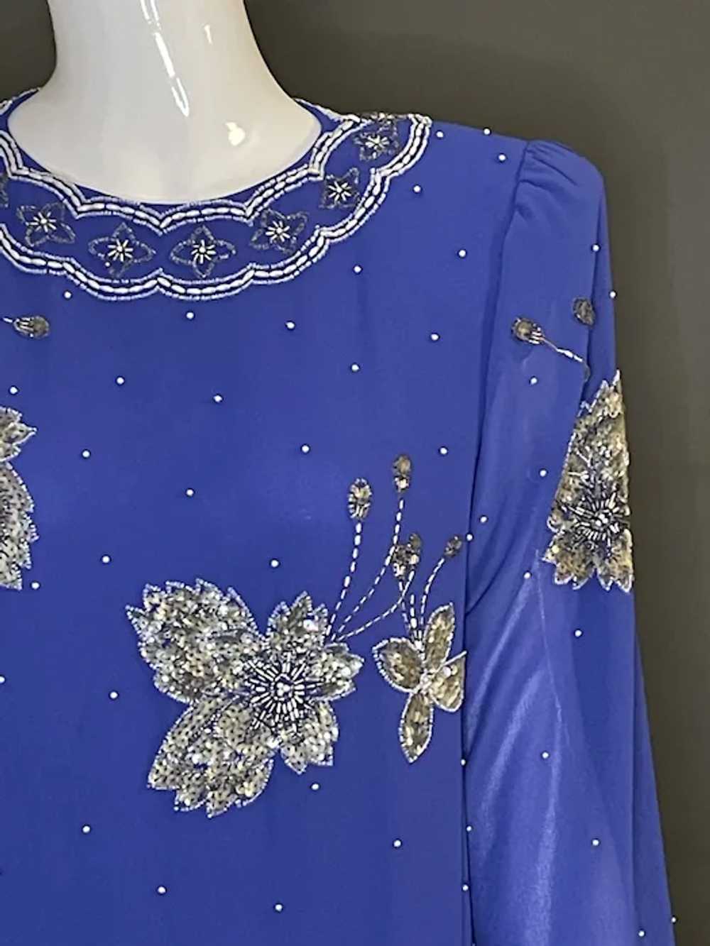 Vintage 80s Alyce Designs Silk Chiffon Dress 6 S … - image 5