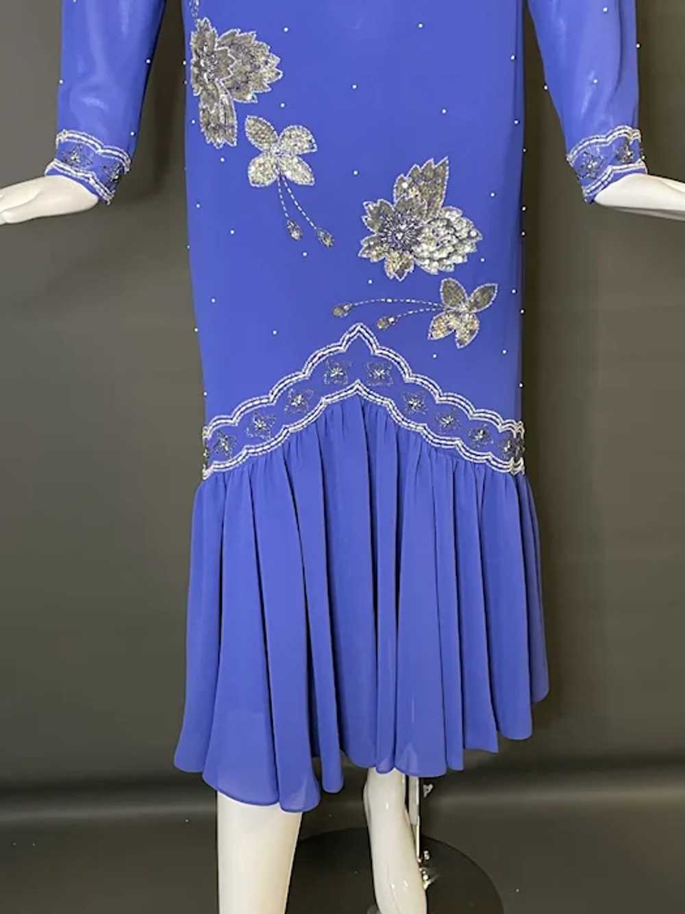 Vintage 80s Alyce Designs Silk Chiffon Dress 6 S … - image 9