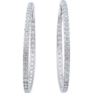 Sonia B 14K White Gold 2.40 TCW Diamond Oval Hoop 