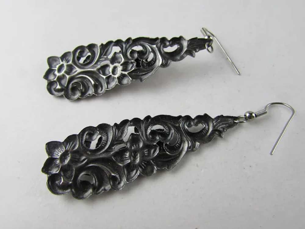 Silver Tone Earrings For Pierced Ears With Bird a… - image 3