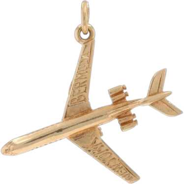 Yellow Gold Airplane Charm - 14k Air Travel New Y… - image 1