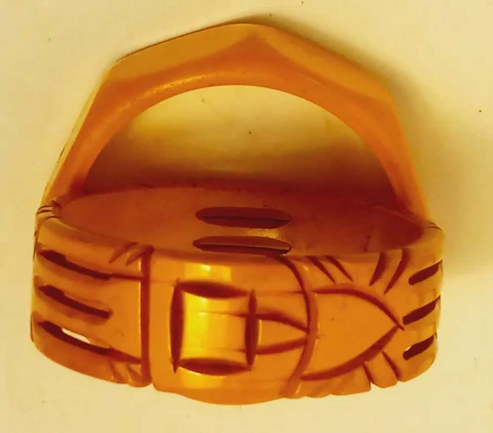 BAKELITE Carved Wide Deco Bracelet-1930's/40'S-USA - image 4