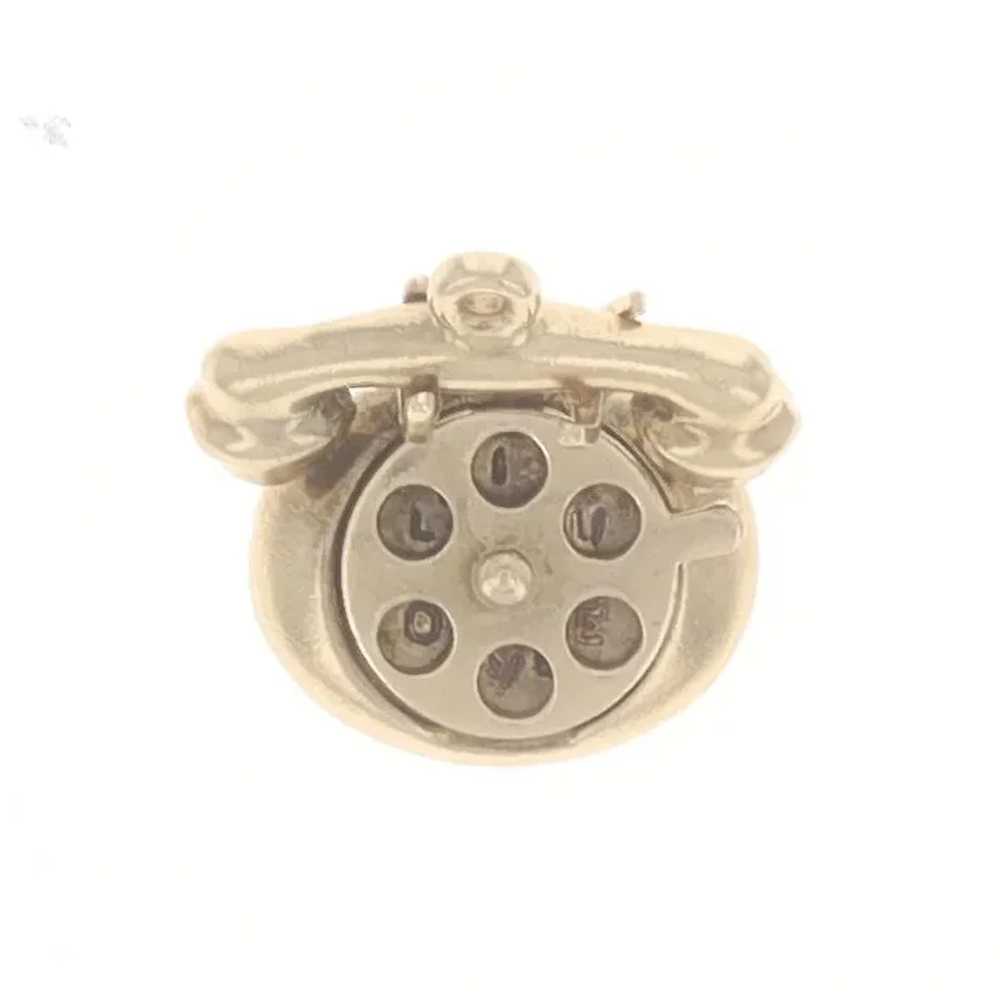 Yellow Gold Vintage Rotary Telephone Charm - 14k … - image 3