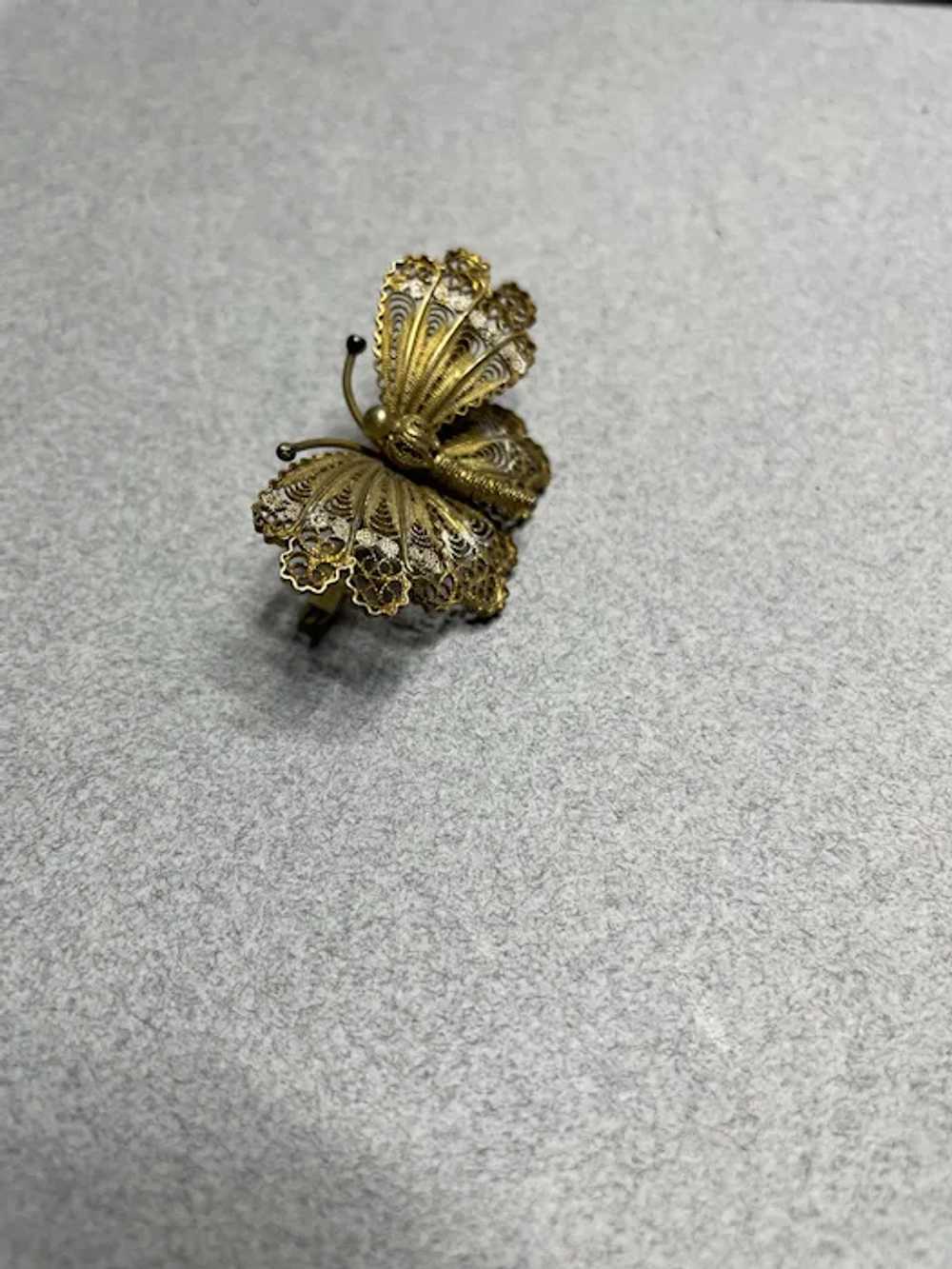 Butterfly 3D Vintage Butterfly Brooch Pin 800 Sil… - image 2