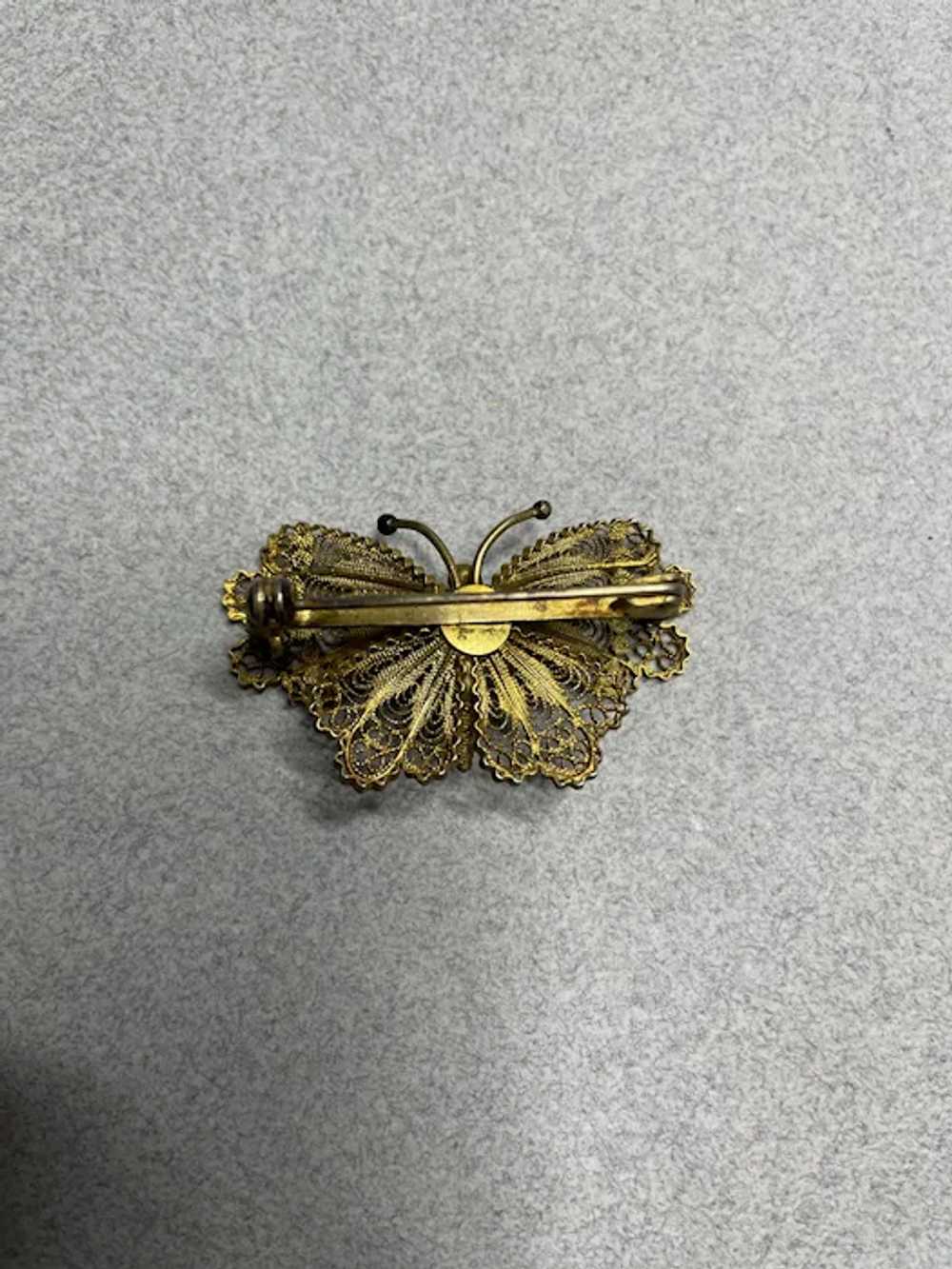 Butterfly 3D Vintage Butterfly Brooch Pin 800 Sil… - image 3