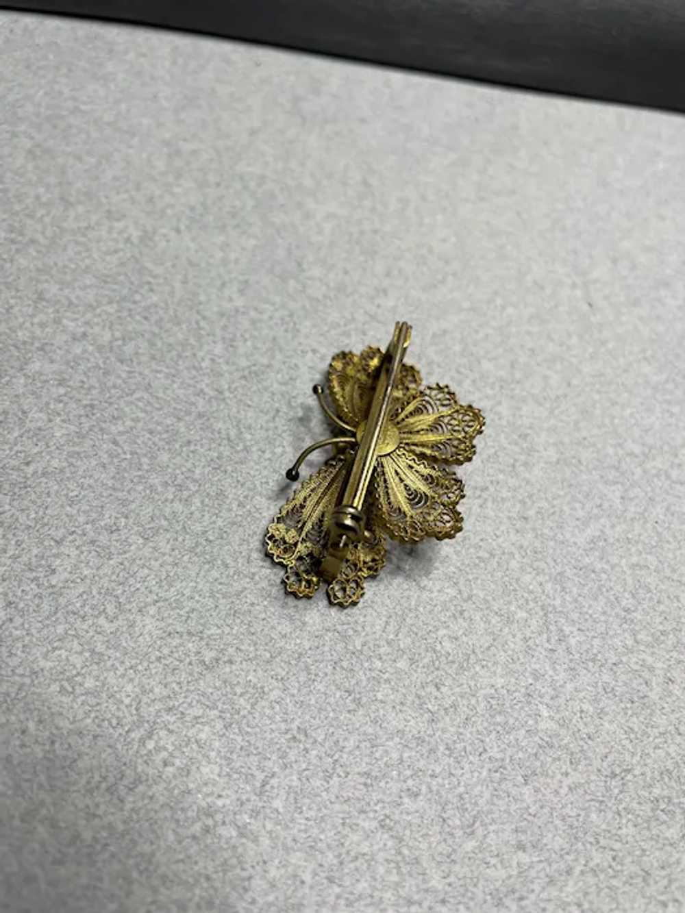 Butterfly 3D Vintage Butterfly Brooch Pin 800 Sil… - image 9