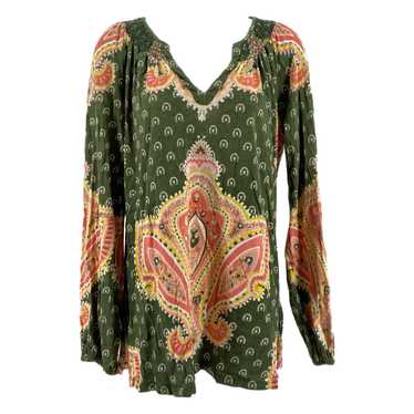 Lucky Brand Green & Pink Paisley Peasant Blouse - image 1