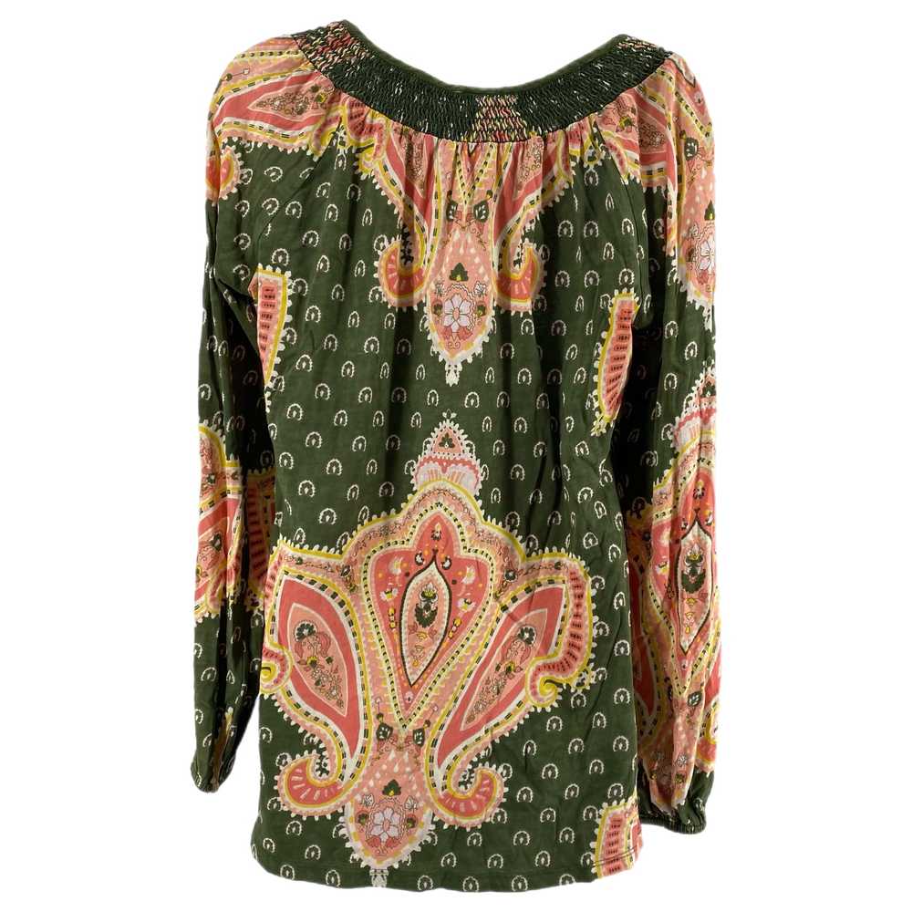 Lucky Brand Green & Pink Paisley Peasant Blouse - image 2