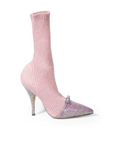 Marco De Vincenzo Purple Knit Crystal Sock Boots