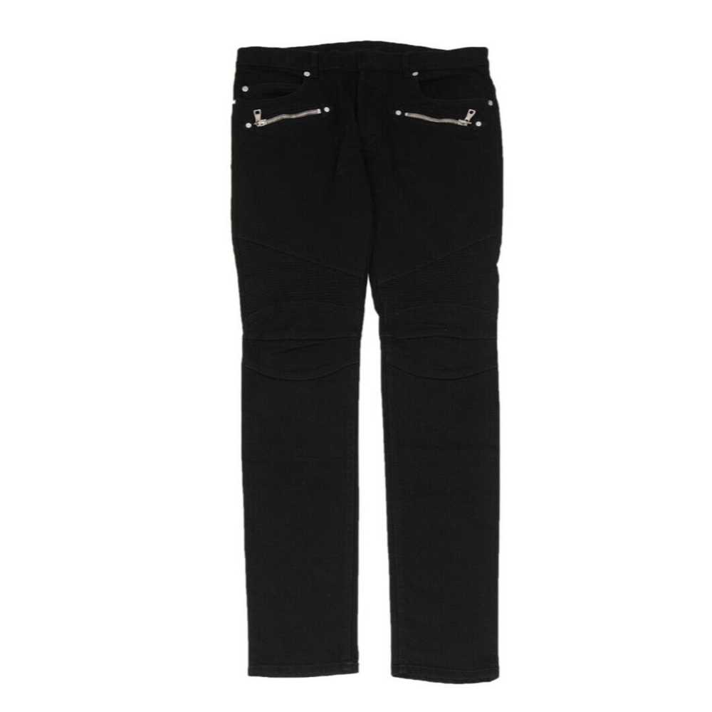 Balmain Skinny Biker Jeans Black Ribbed Knee - image 1