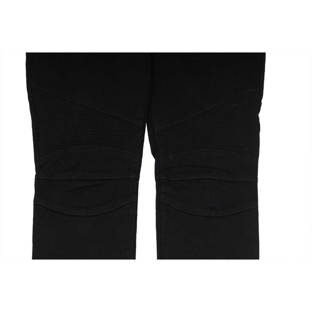 Balmain Skinny Biker Jeans Black Ribbed Knee - image 4