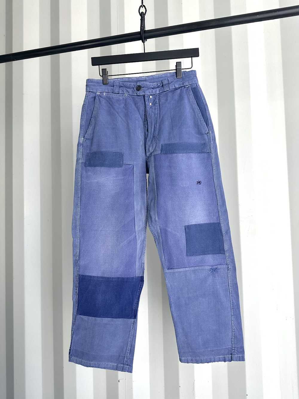 Vintage French Moleskin Chore Pants Workwear Dist… - image 1