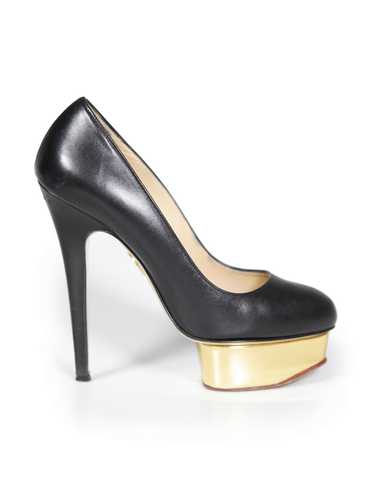 Charlotte Olympia Black Leather Dolly Platform He… - image 1