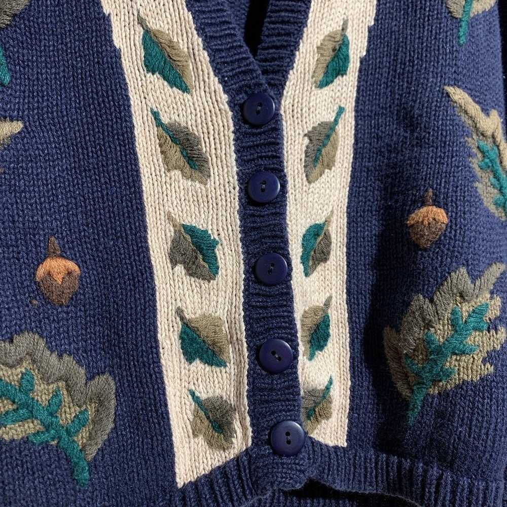 Vintage 90’s Fall Cottage Leaf Cardigan Sweater - image 4